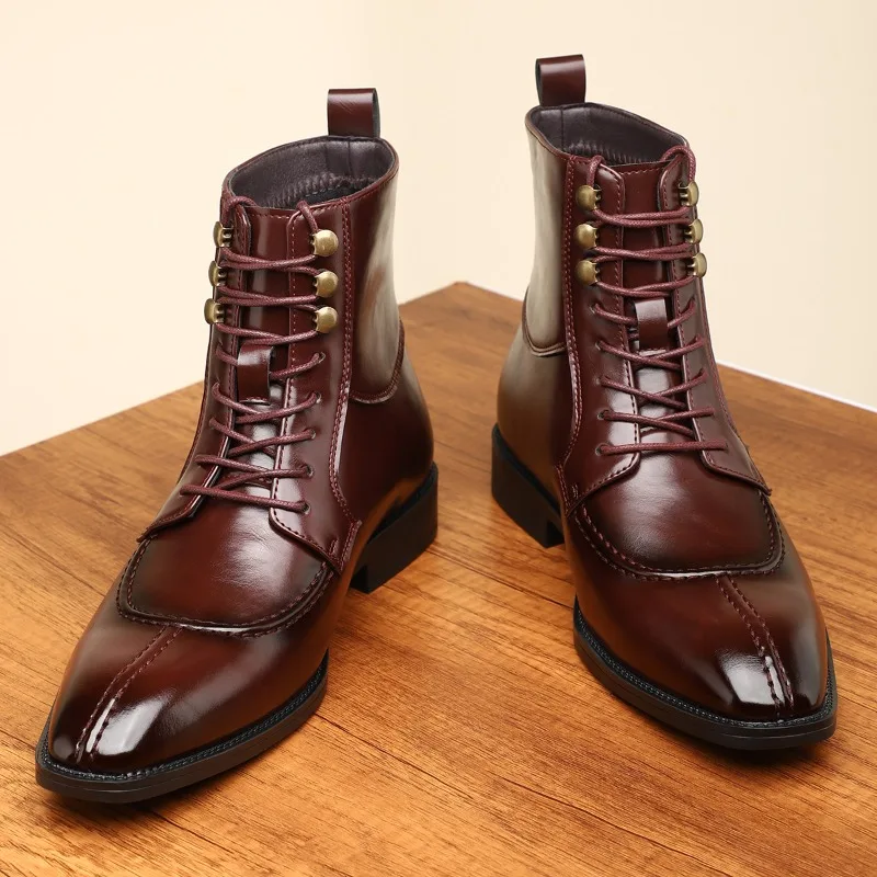 Luxury Mens Business Dress Boots British Style Casual High Top Leather Boots Lace Up Ankle Booties Classic Chelsea Boots for Men
Luxury Mens Business Dress Boots British Style Casual High Top Leather Boots Lace Up Ankle Booties Classic Chelsea Boots for Men