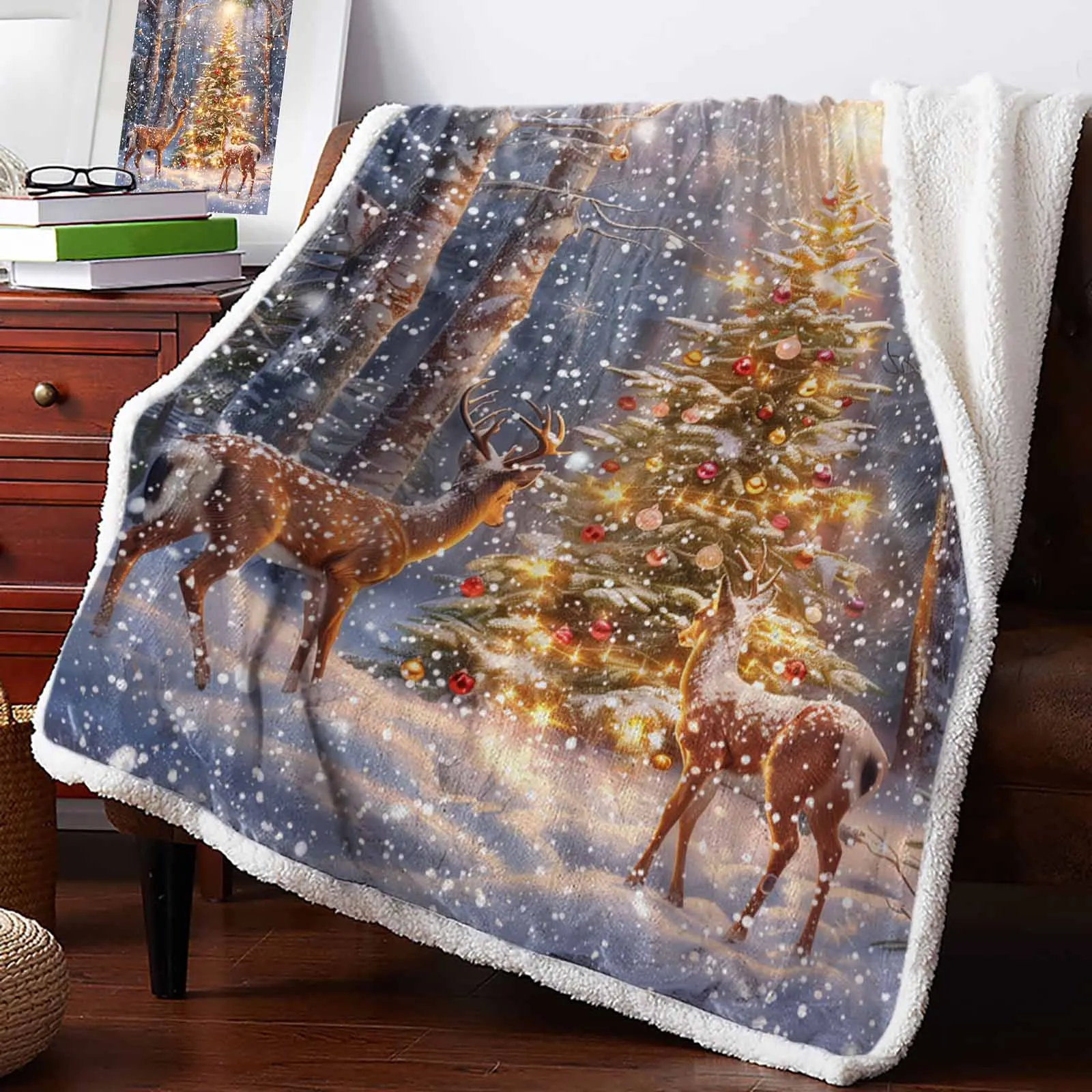 Christmas Snow Scenery Snowflakes Trees Deer Winter Warm Cashmere Blanket Office Sofa Soft Throw Blanket Kids Bed Bedspread
Christmas Snow Scenery Snowflakes Trees Deer Winter Warm Cashmere Blanket Office Sofa Soft Throw Blanket Kids Bed Bedspread