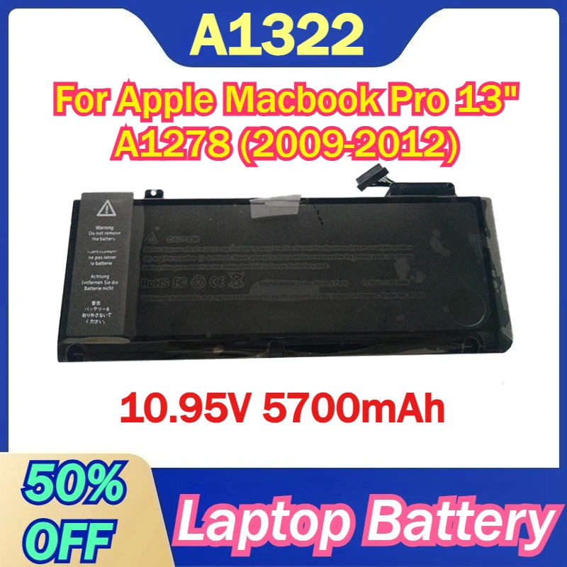10.95V 5700mAh A1322 Laptop Battery for Apple Macbook Pro 13" A1278 (2009-2012)
10.95V 5700mAh A1322 Laptop Battery for Apple Macbook Pro 13" A1278 (2009-2012)