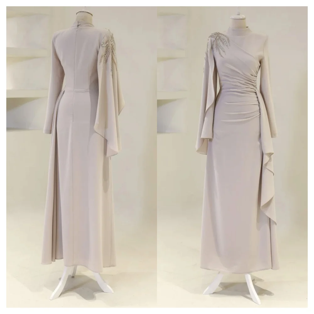 Customized Modern Jersey Evening Dress High Quality High Neckline Long Sleeves Party Dress Exquisite Straight Celebrit
Customized Modern Jersey Evening Dress High Quality High Neckline Long Sleeves Party Dress Exquisite Straight Celebrit