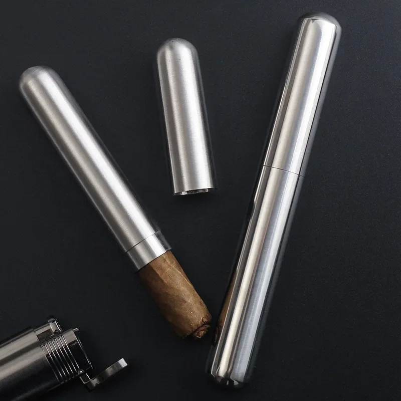 Portable Stainless Steel Travel Cigar Case Box Single Humidor Storage Moisture-proof Travel Pocket Accessories Cigar Tube Holder
Portable Stainless Steel Travel Cigar Case Box Single Humidor Storage Moisture-proof Travel Pocket Accessories Cigar Tube Holder