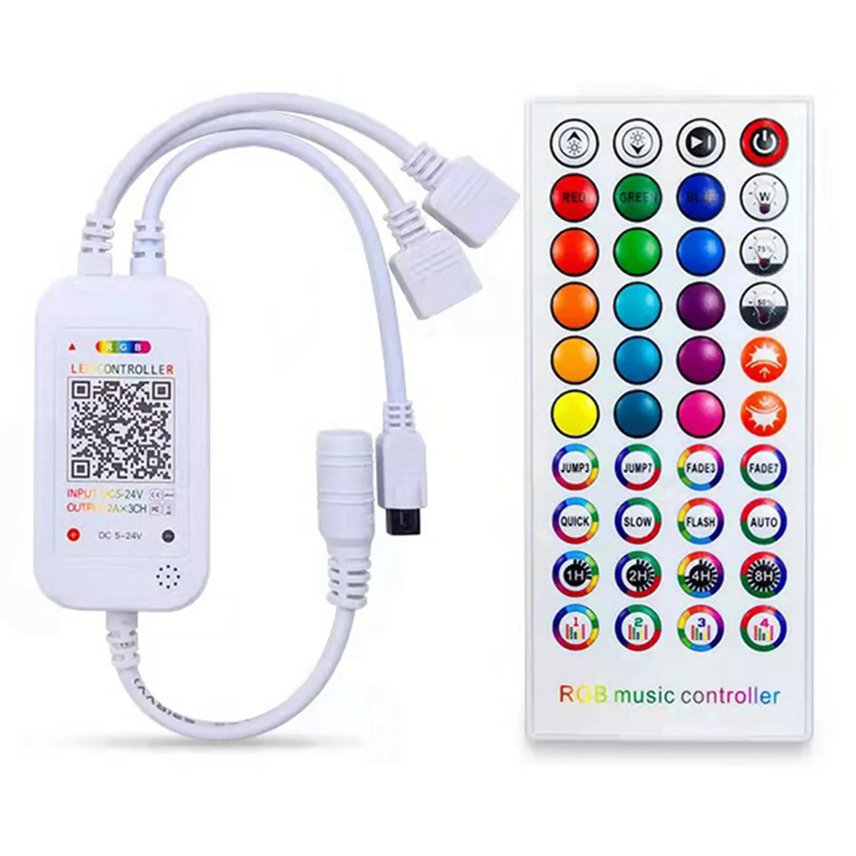 ABZV-DC5-24V Bluetooth светодиодный контроллер + 40 клавиш дистанционного управления Управление через приложение и синхронизация музыки RGB IR RF для 5050 3528 RGB светодиодный светильник
ABZV-DC5-24V Bluetooth светодиодный контроллер + 40 клавиш дистанционного управления Управление через приложение и синхронизация музыки RGB IR RF для 5050 3528 RGB светодиодный светильник