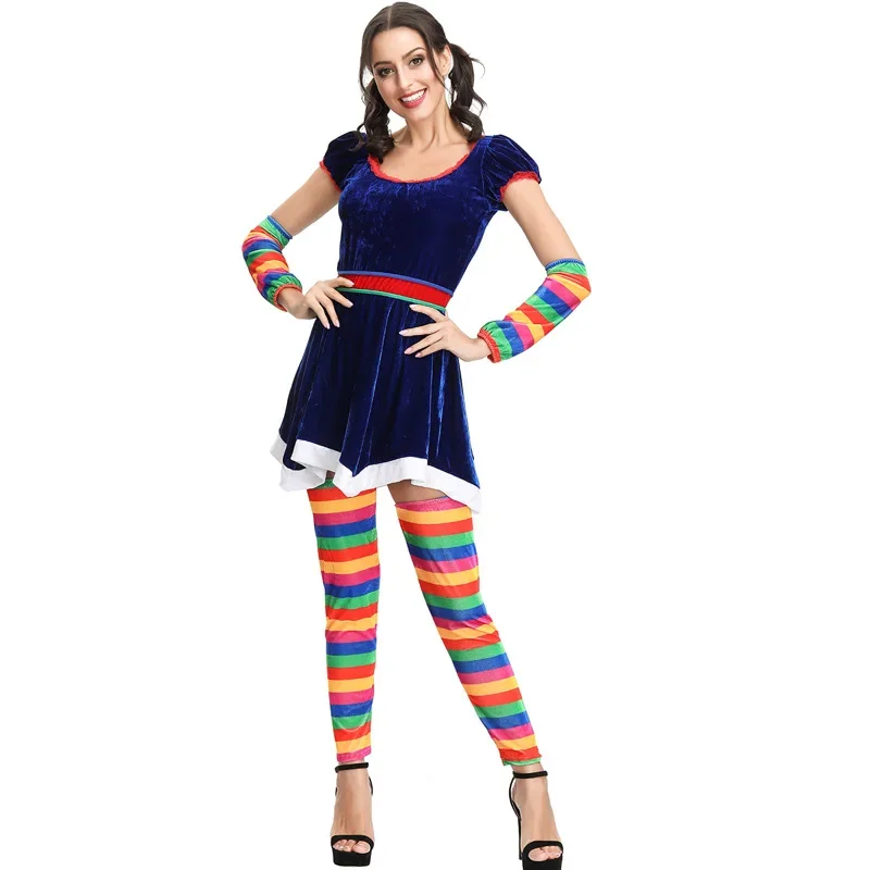 Cute Candy Costume Cosplay Women Rainbow Stripe Dress Halloween Costume For Adult Women Carnival Performance Party Suit
Cute Candy Costume Cosplay Women Rainbow Stripe Dress Halloween Costume For Adult Women Carnival Performance Party Suit