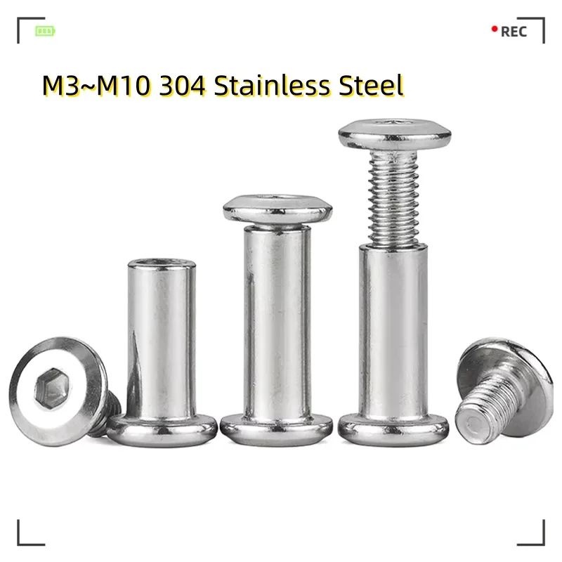 304 Stainless Steel Hexagon Socket Screw Locking Splint Screw Nut Combination Album Butt Account Book Nail Chamfer M3~m10 
304 Stainless Steel Hexagon Socket Screw Locking Splint Screw Nut Combination Album Butt Account Book Nail Chamfer M3~m10