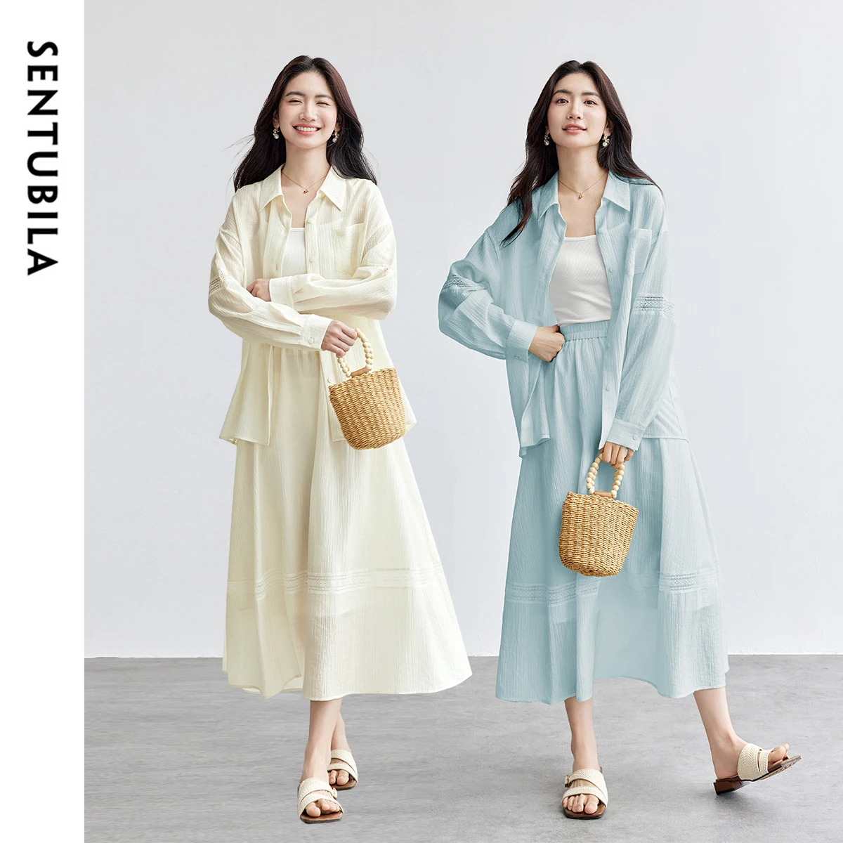 SENTUBILA Women's Two Pieces Set Summer 2025 Lyocell new in matching sets Long Sleeve Loose Shirt High Waist Skirt 152ZI1925
SENTUBILA Women's Two Pieces Set Summer 2025 Lyocell new in matching sets Long Sleeve Loose Shirt High Waist Skirt 152ZI1925