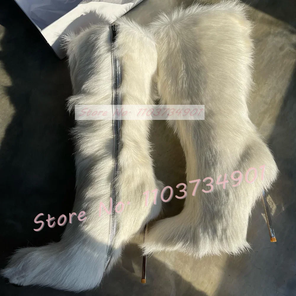 White Furry Knee High Boots Ladies Pointy Toe Side Zipper High Heels Shoes Women Sexy Fashion Sweet Big Size Stiletto Boots
White Furry Knee High Boots Ladies Pointy Toe Side Zipper High Heels Shoes Women Sexy Fashion Sweet Big Size Stiletto Boots