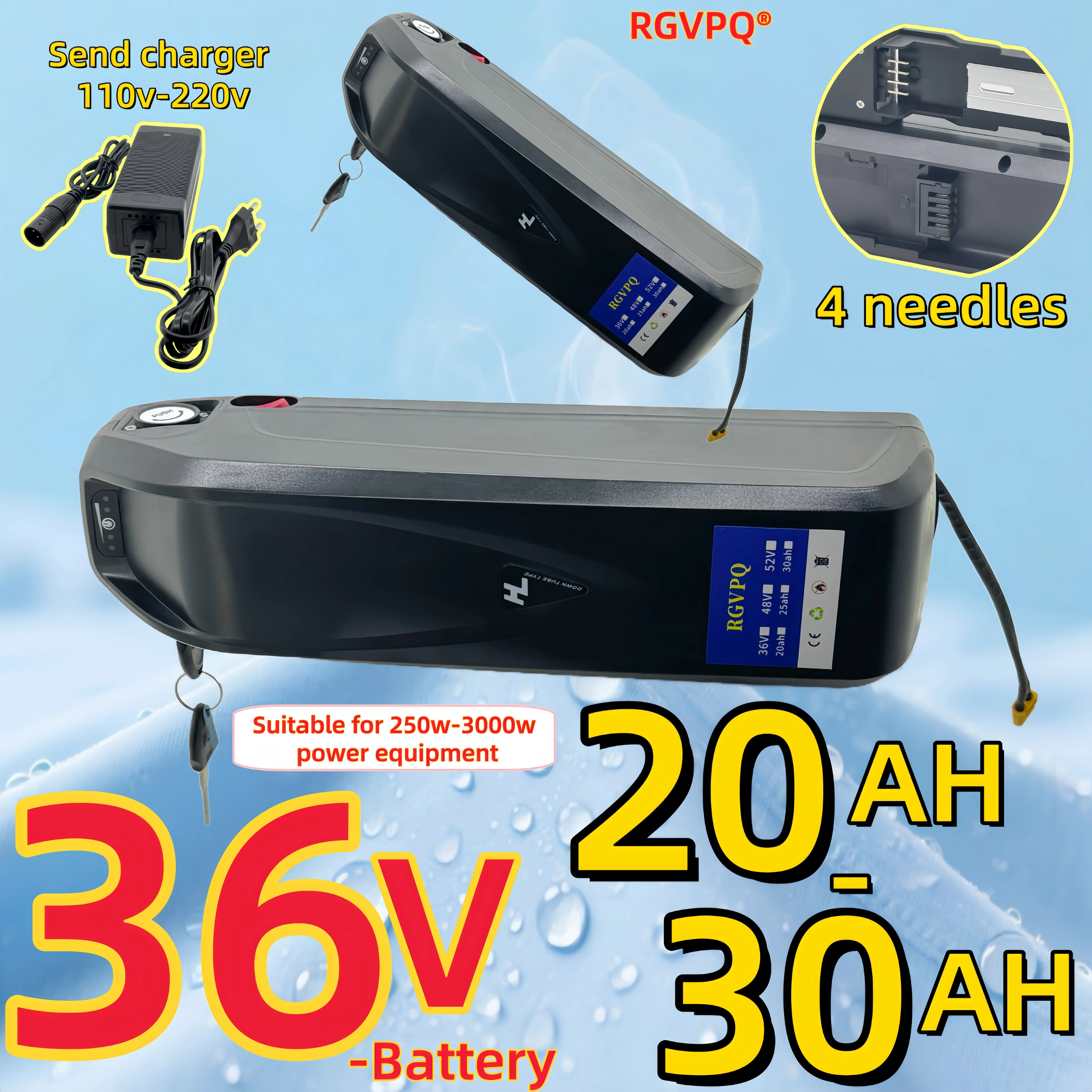 RGVPQ battery, air freight, 36V Hailong 30A BMS electric bicycle 18650 lithium battery pack 1500W 1000W 750W EBike motorcycle
RGVPQ battery, air freight, 36V Hailong 30A BMS electric bicycle 18650 lithium battery pack 1500W 1000W 750W EBike motorcycle