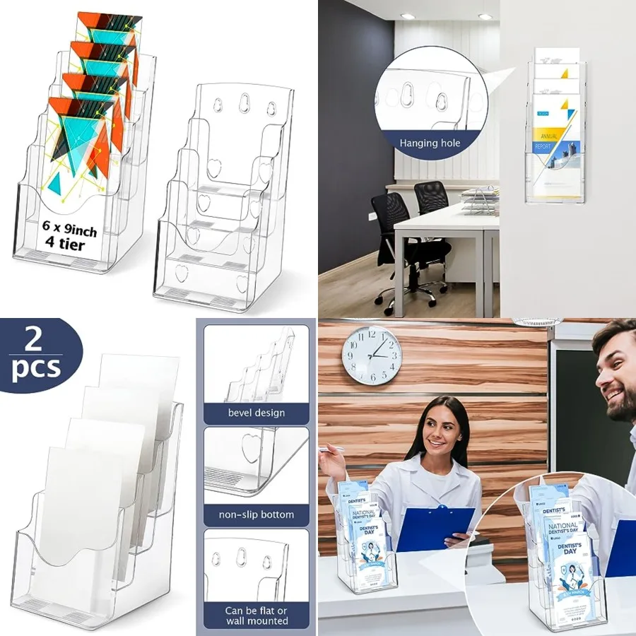 2 Pack Tier Acrylic Brochure Holder Display Stand, Pamphlet Organizer Flyer Literature Clear Plastic Wall Mount Countertop for
2 Pack Tier Acrylic Brochure Holder Display Stand, Pamphlet Organizer Flyer Literature Clear Plastic Wall Mount Countertop for