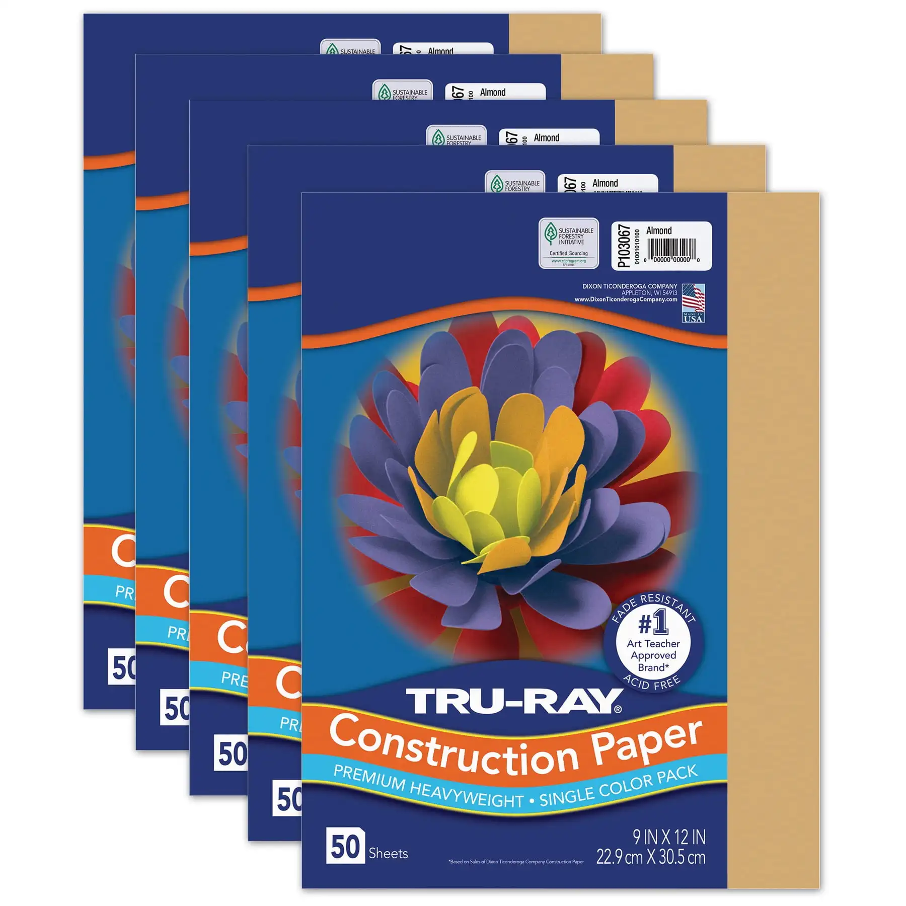 Tru-Ray Construction Paper, Heavyweight, Almond, 9" x 12", 50 Sheets Per Pack, 5 Packs
Tru-Ray Construction Paper, Heavyweight, Almond, 9" x 12", 50 Sheets Per Pack, 5 Packs