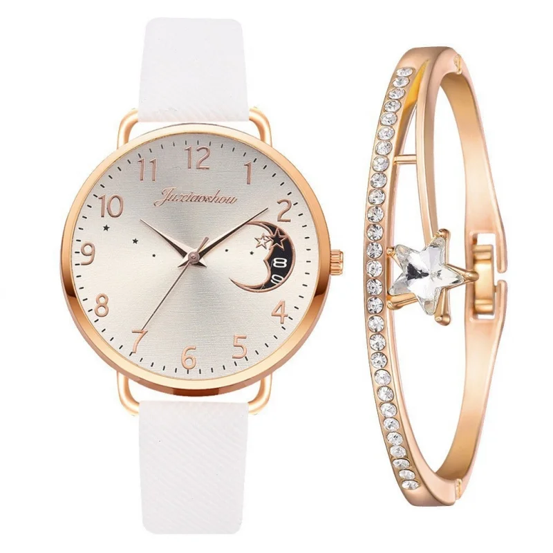 Women Quartz Watch Set Creative Moon Calendar Dial PU Band Personalized Casual Watches Female Watchwrist Girl Gifts
Women Quartz Watch Set Creative Moon Calendar Dial PU Band Personalized Casual Watches Female Watchwrist Girl Gifts