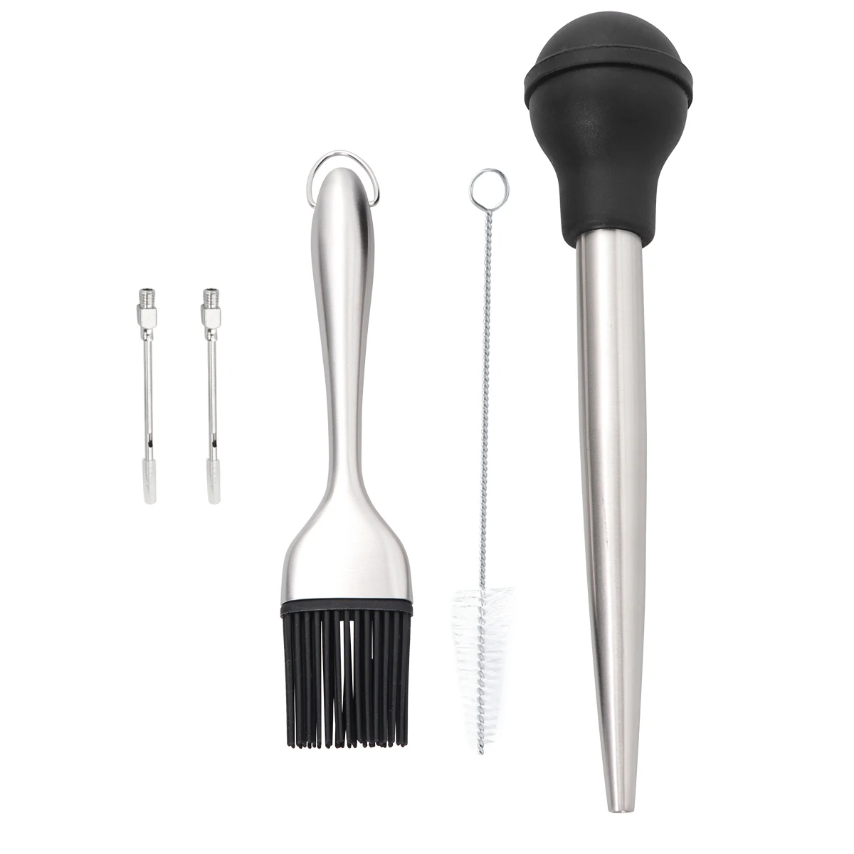 Stainless Steel Silicone Basting Brush Sauce Pump for Roasted Turkey Poultry Kitchen Oil Dropper BBQ Tools seasoning tubes
Stainless Steel Silicone Basting Brush Sauce Pump for Roasted Turkey Poultry Kitchen Oil Dropper BBQ Tools seasoning tubes