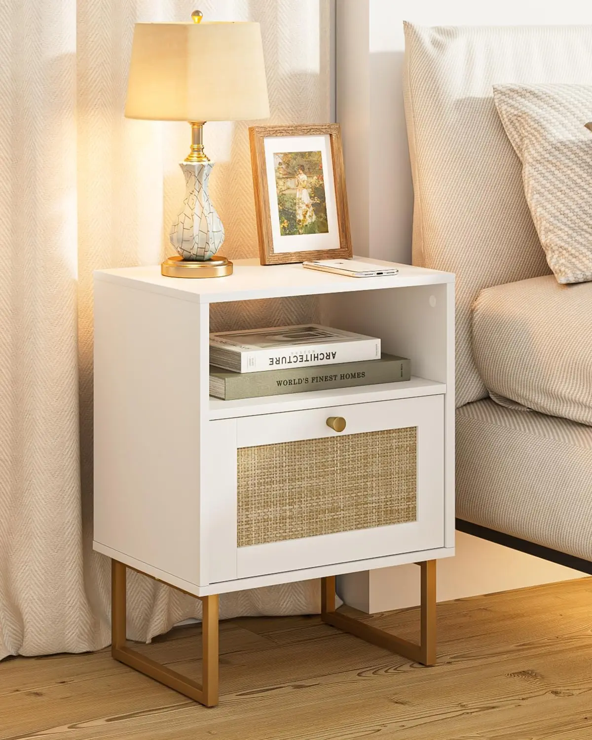Rattan Nightstand, Boho Night Stand Farmhouse Wood Bedside Table with Storage and Open Shelf, End Side Accent Table for Bedro
Rattan Nightstand, Boho Night Stand Farmhouse Wood Bedside Table with Storage and Open Shelf, End Side Accent Table for Bedro