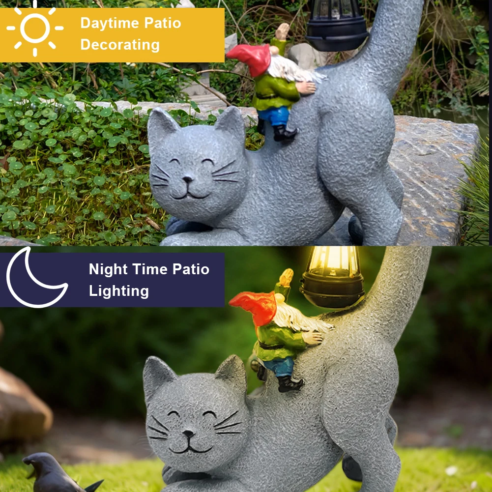 Garden Art with Solar Lantern with LED Light Solar Garden Cat Statue with Solar Lantern Cute Cat with Gnome Outdoor Solar Light
Garden Art with Solar Lantern with LED Light Solar Garden Cat Statue with Solar Lantern Cute Cat with Gnome Outdoor Solar Light