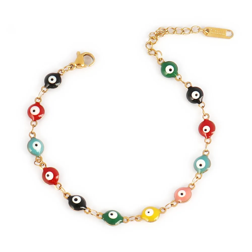 NADEEM Fashion Boho Stainless Steel Enamel Turkish Evil Eye Bracelets For Women Or Men Colorful Evil Eye Charms Bracelet Gifts
NADEEM Fashion Boho Stainless Steel Enamel Turkish Evil Eye Bracelets For Women Or Men Colorful Evil Eye Charms Bracelet Gifts