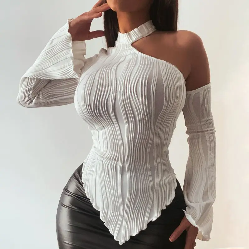 Women's Spring New Women's Sexy Street Fashion Long Sleeve Slanted Collar Hanging Neck T-shirt
Women's Spring New Women's Sexy Street Fashion Long Sleeve Slanted Collar Hanging Neck T-shirt