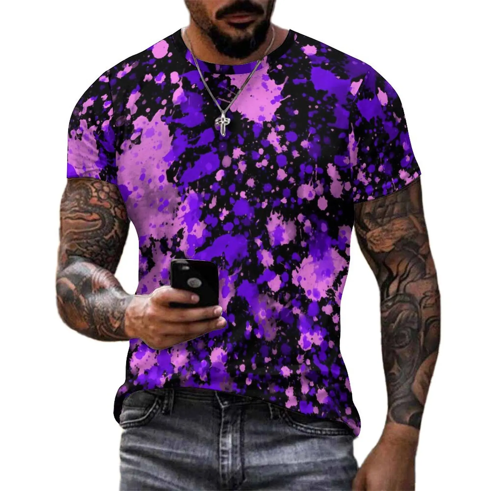 Men Neon Paint T-Shirt Purple Splatters Harajuku T Shirts Short Sleeve Graphic Tshirt Hot Sale Summer Awesome Oversized Clothing
Men Neon Paint T-Shirt Purple Splatters Harajuku T Shirts Short Sleeve Graphic Tshirt Hot Sale Summer Awesome Oversized Clothing