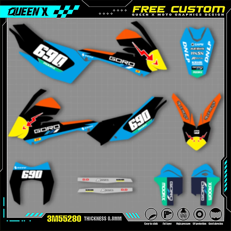 Queen X MOTOR Motorcycle Graphics Background Decals Stickers Kits For KTM 690 ENDURO 2008 2009 2010 2011 001
Queen X MOTOR Motorcycle Graphics Background Decals Stickers Kits For KTM 690 ENDURO 2008 2009 2010 2011 001