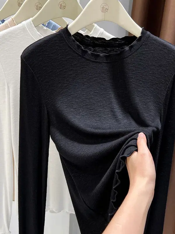 Women's Long Sve Base irt Spring Autumn 2025 New Design round Ne Wood Ear Layering Inner Wear Casual Slim Fit T-S...
Women's Long Sve Base irt Spring Autumn 2025 New Design round Ne Wood Ear Layering Inner Wear Casual Slim Fit T-S...