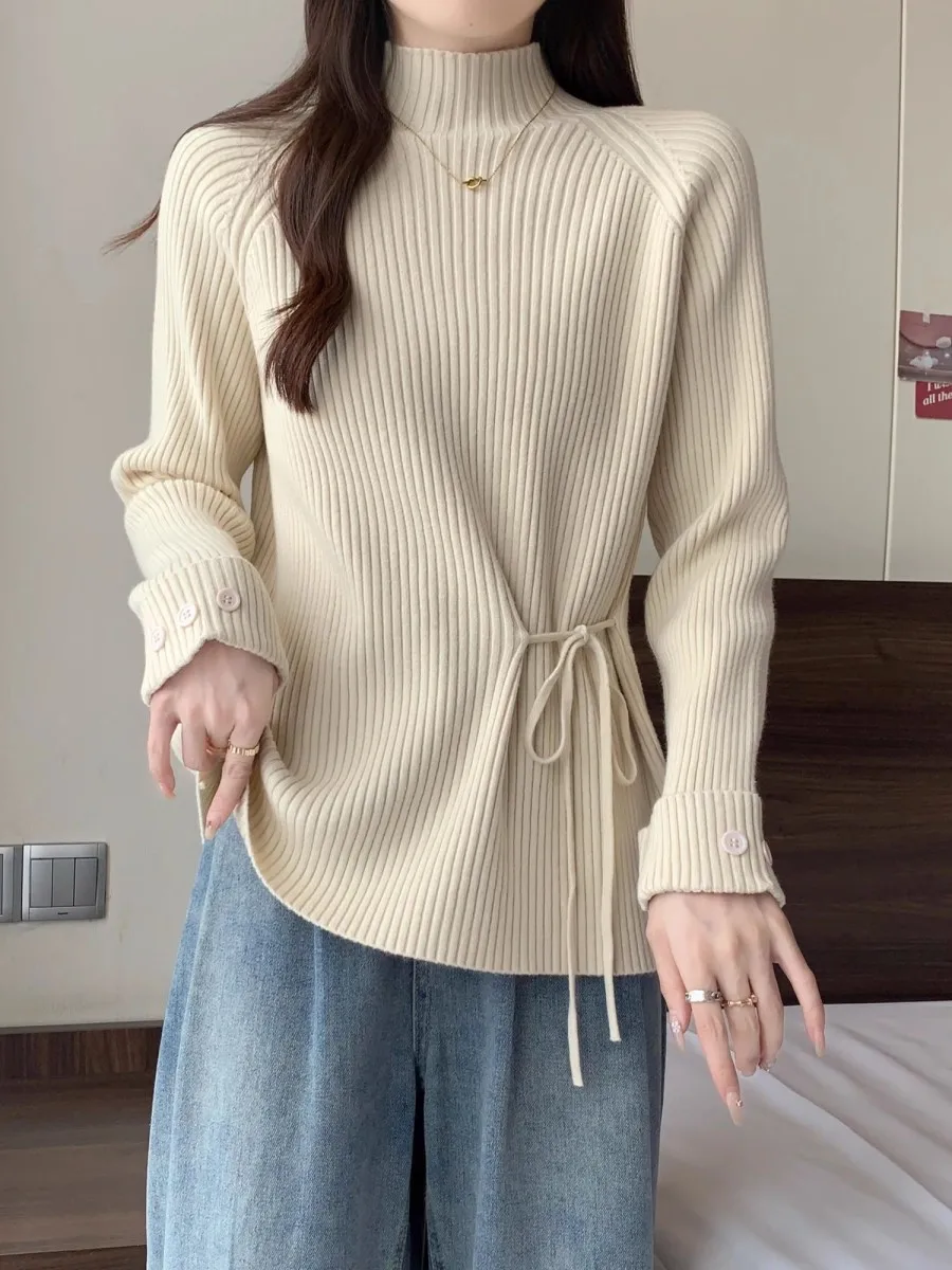 Fashionable Knitted Sweater Half High Collar Pullover Belted Slimming Spring Autumn Wide Minimalist Design Women's Premium Kn...
Fashionable Knitted Sweater Half High Collar Pullover Belted Slimming Spring Autumn Wide Minimalist Design Women's Premium Kn...