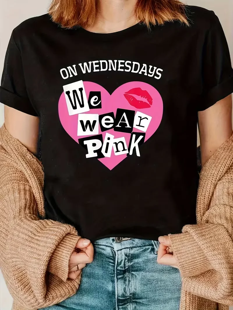 On Wednesdays We Wear Pink Heart Pattern T-shirt - Soft, Stretchy, Short-sleeved, Crew Neck - Valentine's Day
On Wednesdays We Wear Pink Heart Pattern T-shirt - Soft, Stretchy, Short-sleeved, Crew Neck - Valentine's Day