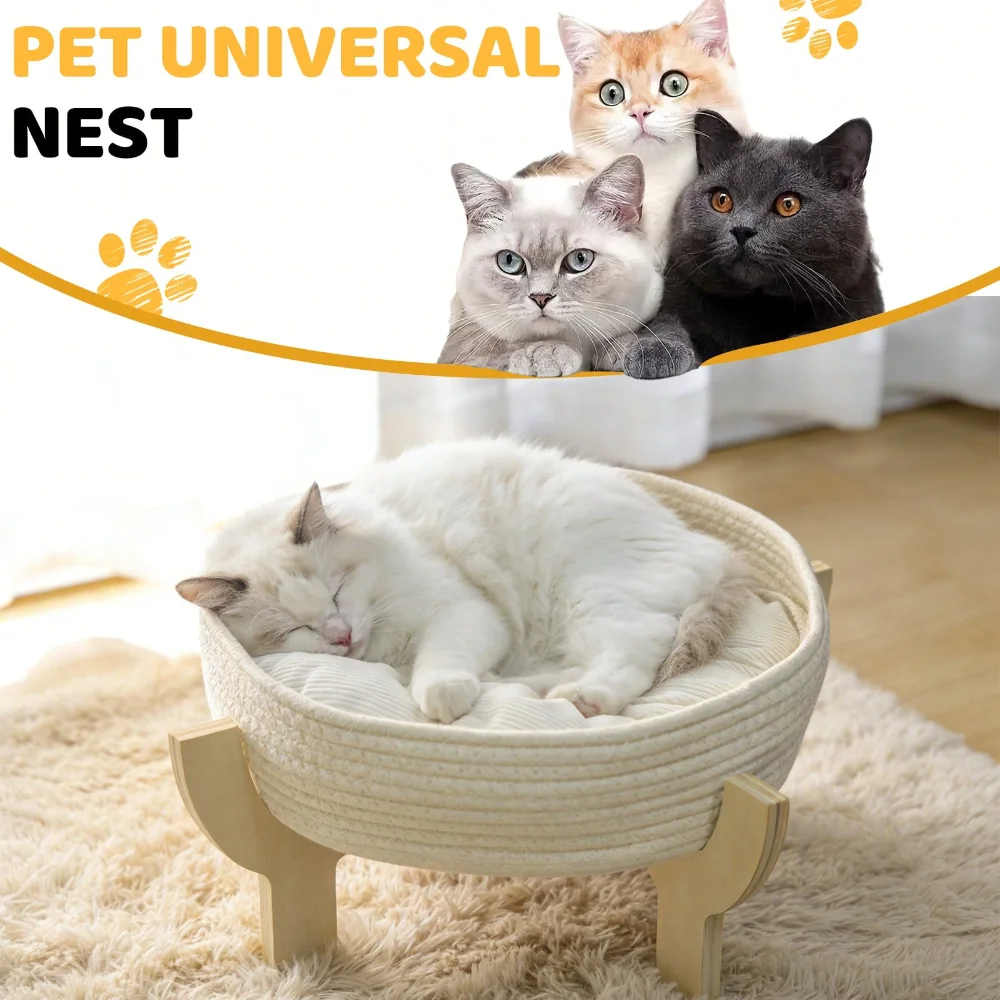 Raised Wooden Cat Bed Sofa with Fluffy Cushion, Elevated Pet Couch Lounge Chair for Indoor Cats, Puppies and Small Pets
Raised Wooden Cat Bed Sofa with Fluffy Cushion, Elevated Pet Couch Lounge Chair for Indoor Cats, Puppies and Small Pets