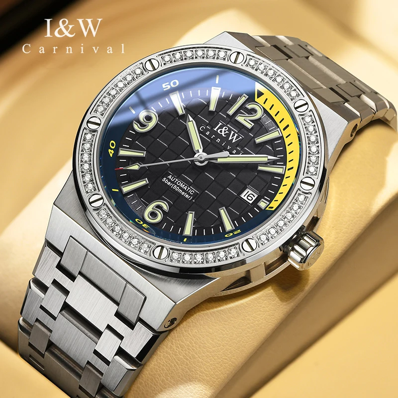 Carnival Brand IW Series Luxury MIYOTA Movement Mechanical Watch for Men 50M Waterproof Fashion Diamonds High-End Mens Watches
Carnival Brand IW Series Luxury MIYOTA Movement Mechanical Watch for Men 50M Waterproof Fashion Diamonds High-End Mens Watches