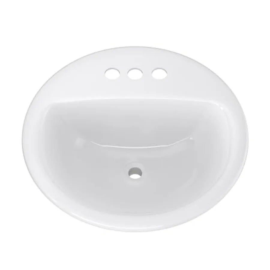 PF194R Rockaway 19" Circular Vitreous China Drop In Bathroom Sink with Overflow and 3 Faucet Holes at 4" Centers
PF194R Rockaway 19" Circular Vitreous China Drop In Bathroom Sink with Overflow and 3 Faucet Holes at 4" Centers