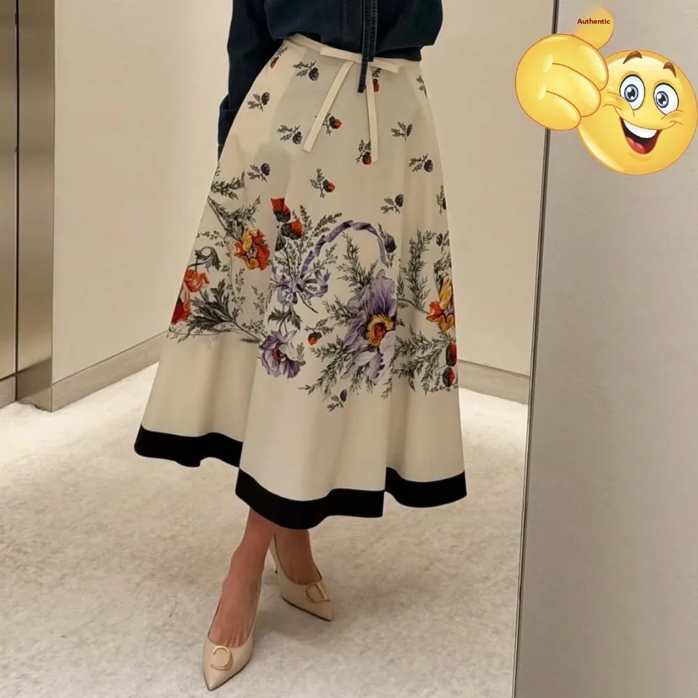 Pure Cotton Floral Print Long A-Line Skirt Women's Half-length Skirts Knot Design Standard Fit Cotton Fabric
Pure Cotton Floral Print Long A-Line Skirt Women's Half-length Skirts Knot Design Standard Fit Cotton Fabric