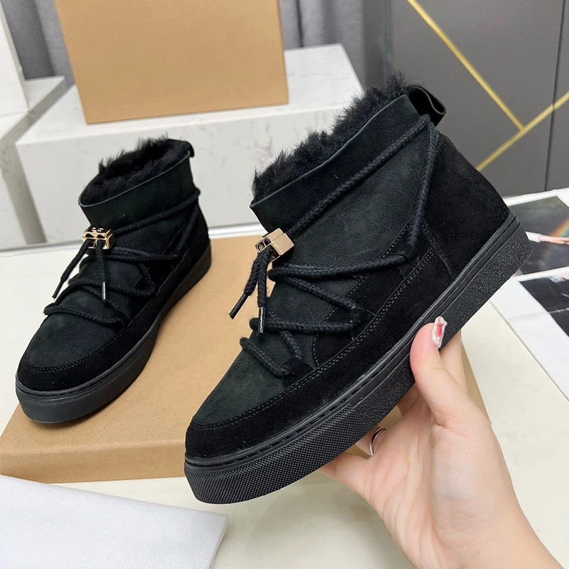 New Short Botas Round Toe Lace-up Wool Llining Warmth Snow Boots Winter Women Fur Thick Bottom Outwear Non-slip Ski Boots
New Short Botas Round Toe Lace-up Wool Llining Warmth Snow Boots Winter Women Fur Thick Bottom Outwear Non-slip Ski Boots