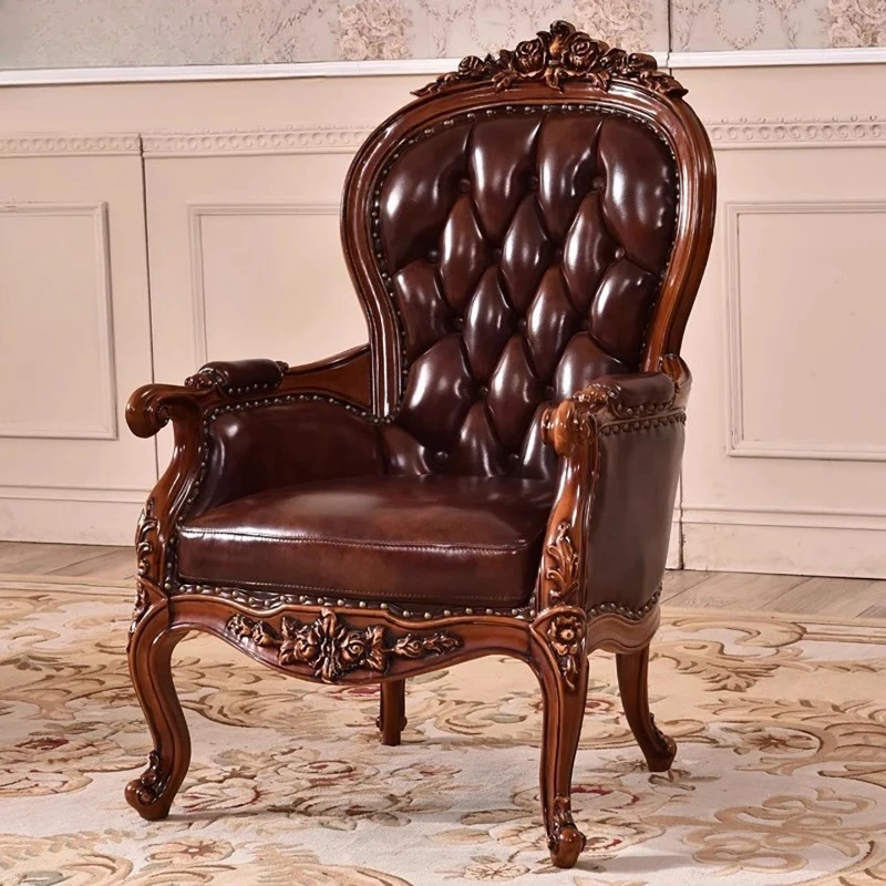 All solid wood leather sofa chair retro villa living room leisure European luxury book home negotiation chair
All solid wood leather sofa chair retro villa living room leisure European luxury book home negotiation chair