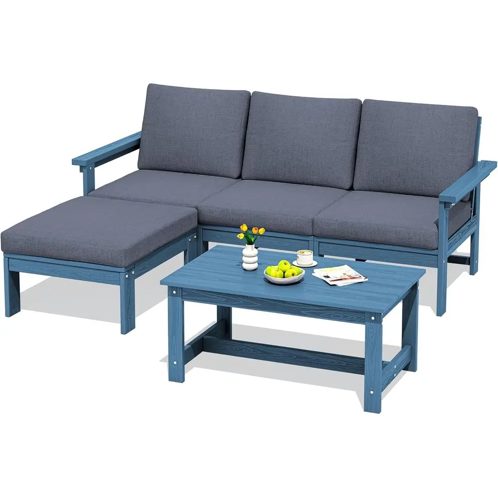 5-Piece Weather-Resistant Outdoor Sectional Sofa Set with Chaise and Ottoman, Gray Cushions
5-Piece Weather-Resistant Outdoor Sectional Sofa Set with Chaise and Ottoman, Gray Cushions