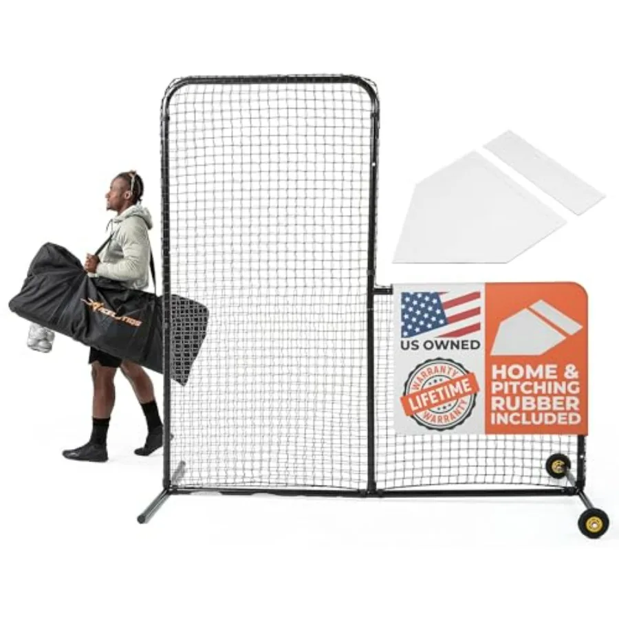 L Screen Baseball Batting Cage Net with Wheels 7ft x 7ft 3.5in Cutout Orange Impact Resistant for Back Drive Lines Training
L Screen Baseball Batting Cage Net with Wheels 7ft x 7ft 3.5in Cutout Orange Impact Resistant for Back Drive Lines Training