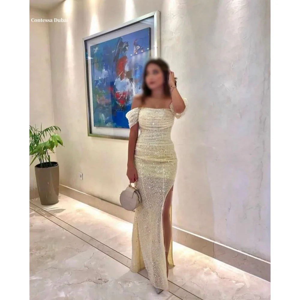 Contessa Dubai White One Shoulder Sequin Wedding Dress Mermaid Strapless vestidos de noche Backless فساتين سهرة Customized 2025
Contessa Dubai White One Shoulder Sequin Wedding Dress Mermaid Strapless vestidos de noche Backless فساتين سهرة Customized 2025