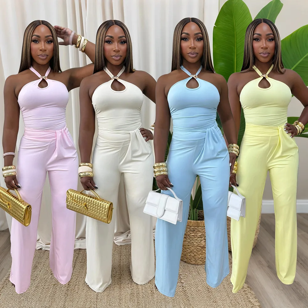 Women Pant Set Two Piece Sets Long Pants Halter Sexy Sleeveless Tops Slim Fit High Waist Y2k Streetwear Elegant Summer 2026
Women Pant Set Two Piece Sets Long Pants Halter Sexy Sleeveless Tops Slim Fit High Waist Y2k Streetwear Elegant Summer 2026