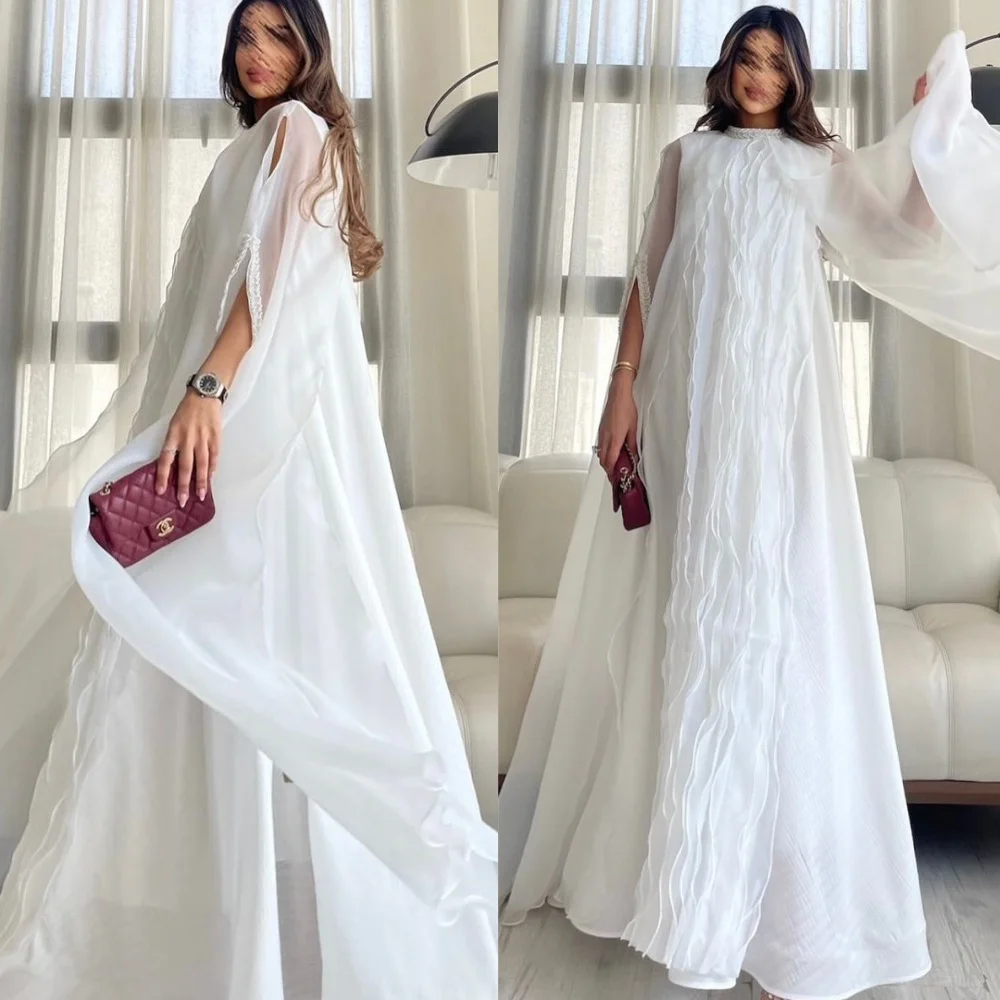 Customized Classic Crew Neck Half Sleeves Evening Dress Soft Chiffon Ruched Prom Dresses Temperament White Bridal Party Gowns
Customized Classic Crew Neck Half Sleeves Evening Dress Soft Chiffon Ruched Prom Dresses Temperament White Bridal Party Gowns