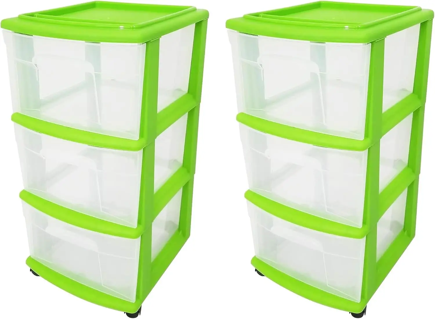 2-Pack Drawer Tower, 3-Tier Clear Plastic Storage Organizer Cart, Bold Lime Frame - Organizing Containers with Wheels fo
2-Pack Drawer Tower, 3-Tier Clear Plastic Storage Organizer Cart, Bold Lime Frame - Organizing Containers with Wheels fo