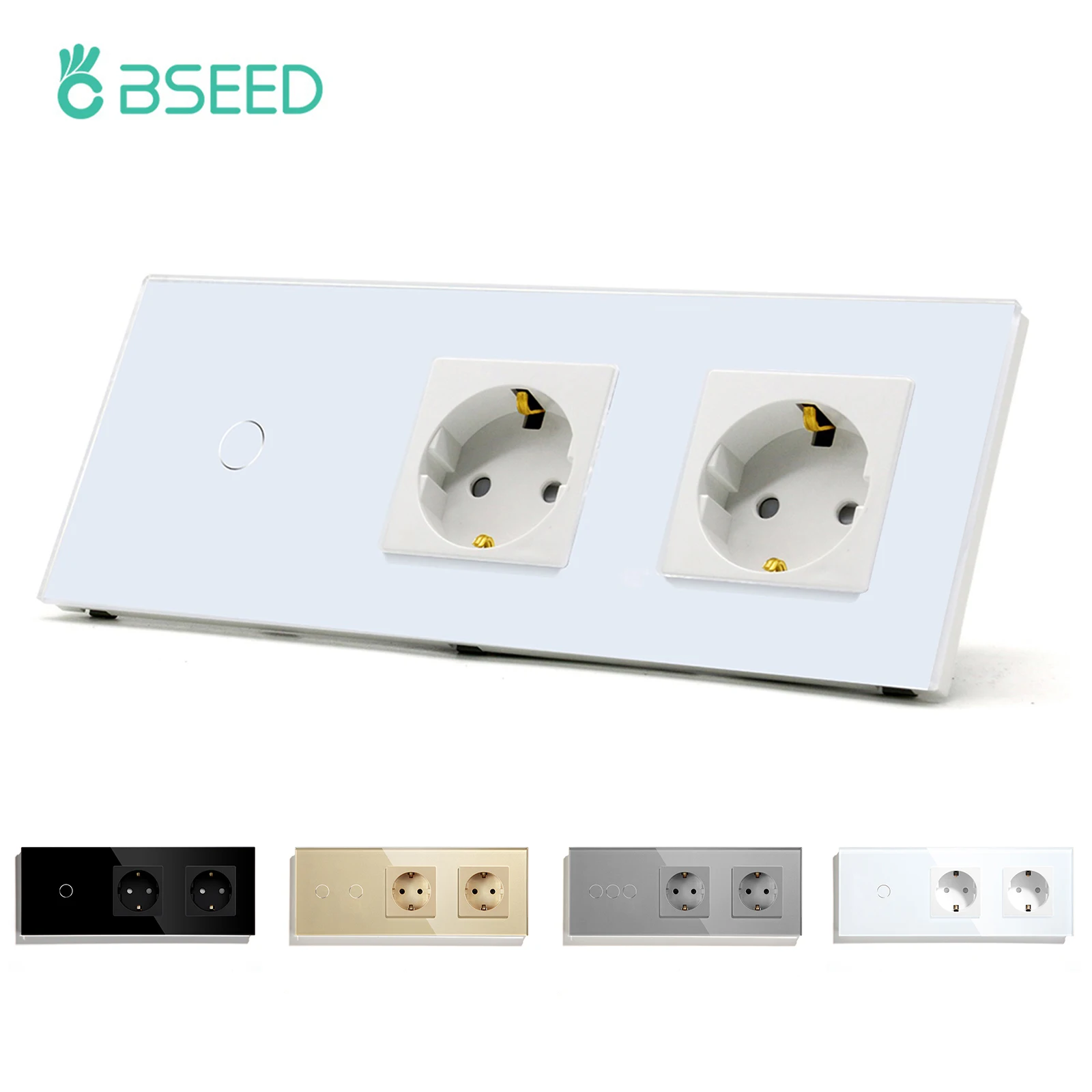 BSEED Touch Light Switch EU Wall Socket Glass 1/2/3Gang 1Way Touch Screen Switch 300W Power Led Switches Double Sockets 16A
BSEED Touch Light Switch EU Wall Socket Glass 1/2/3Gang 1Way Touch Screen Switch 300W Power Led Switches Double Sockets 16A