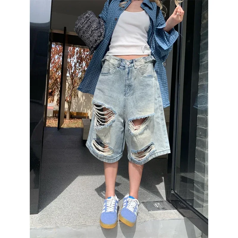 Summer Vintage Distressed Ripped Short Jeans Women High Street Oversized Y2k Grunge Baggy Denim Shorts Streetwear Pantalones
Summer Vintage Distressed Ripped Short Jeans Women High Street Oversized Y2k Grunge Baggy Denim Shorts Streetwear Pantalones