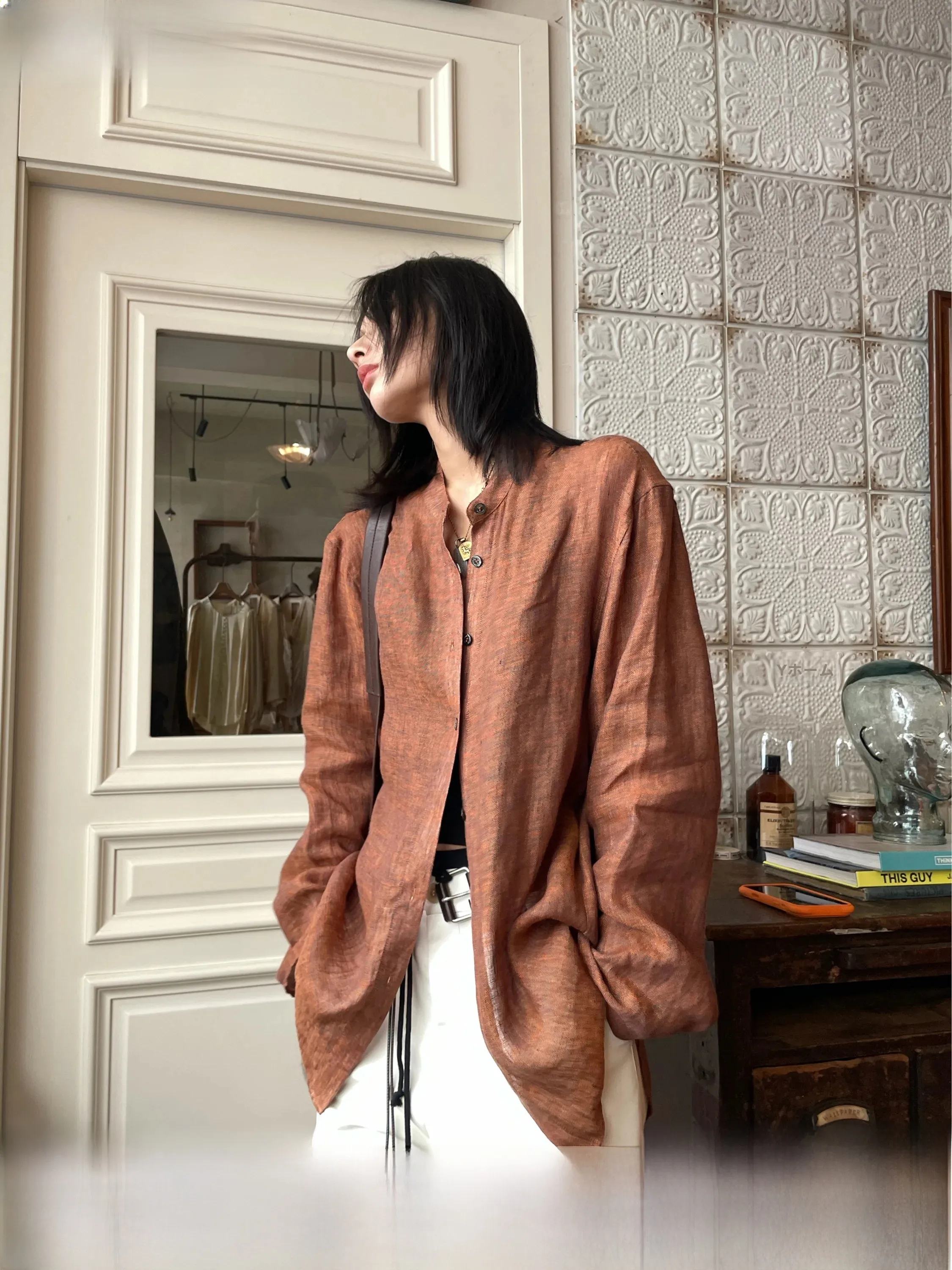 JCCC Shadow Black Label Cast Iron Texture 100 Linen Long Sleeve Shirt Commute Sunscreen Women's Top Color Woven Mid-Length
JCCC Shadow Black Label Cast Iron Texture 100 Linen Long Sleeve Shirt Commute Sunscreen Women's Top Color Woven Mid-Length