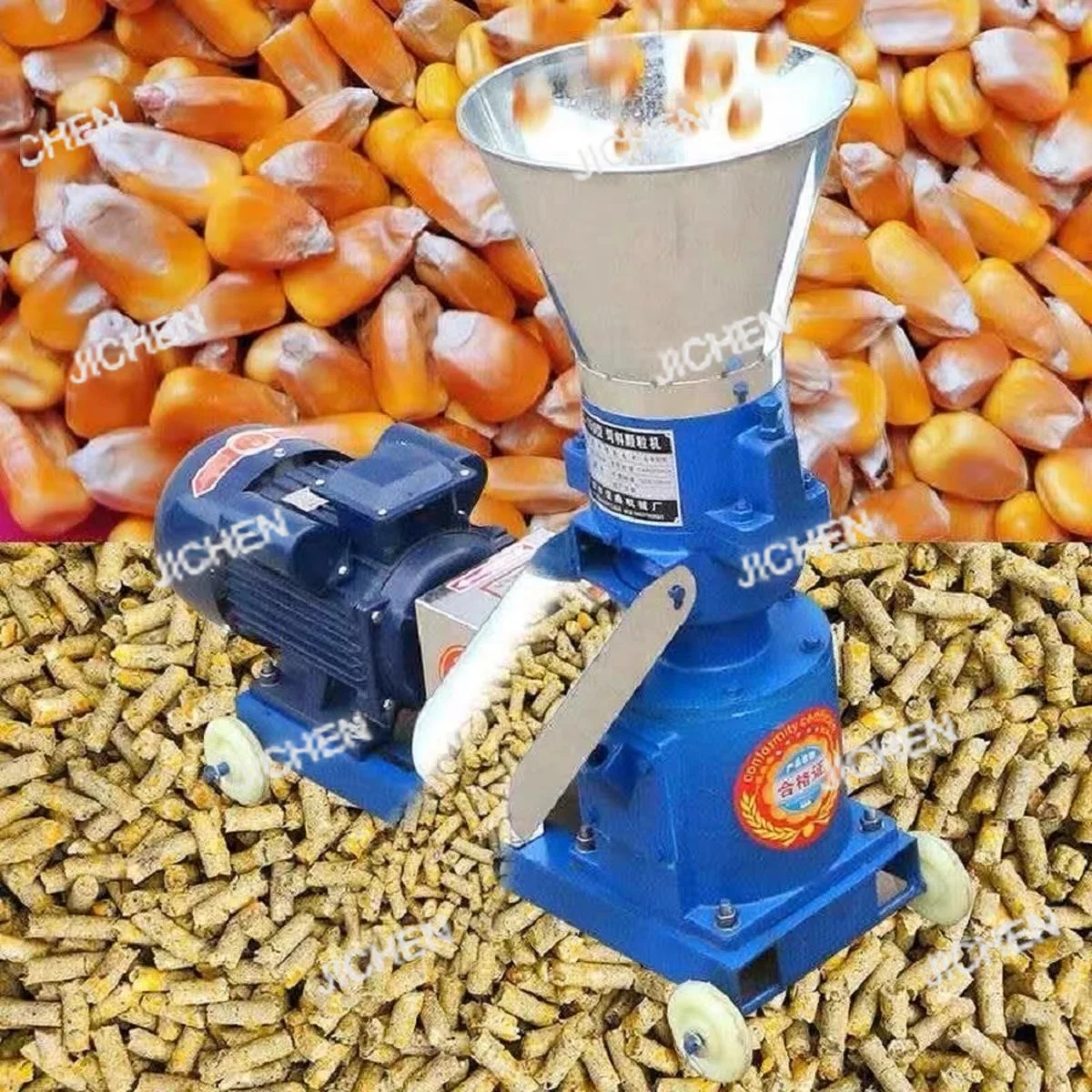 Ферма использует небольшую ручную грануляторную мельницу для производства кормов для домашней птицы и скота.
Ферма использует небольшую ручную грануляторную мельницу для производства кормов для домашней птицы и скота.