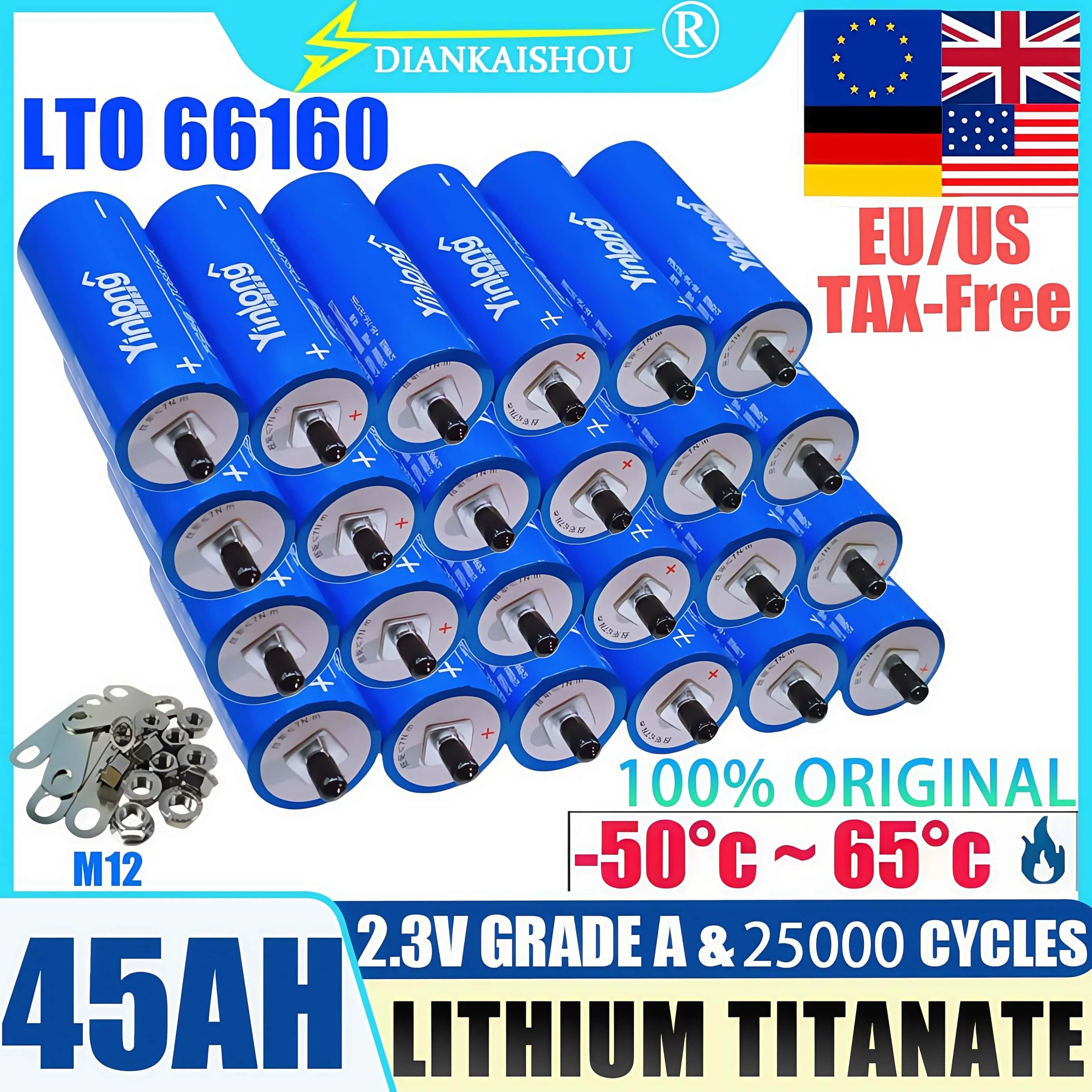 6-36pcs yinlong Original 2.3v 45ah 66160 lithium titanate battery 10c DIY 12V 24V 48V rv solar speaker car power charge battery
6-36pcs yinlong Original 2.3v 45ah 66160 lithium titanate battery 10c DIY 12V 24V 48V rv solar speaker car power charge battery