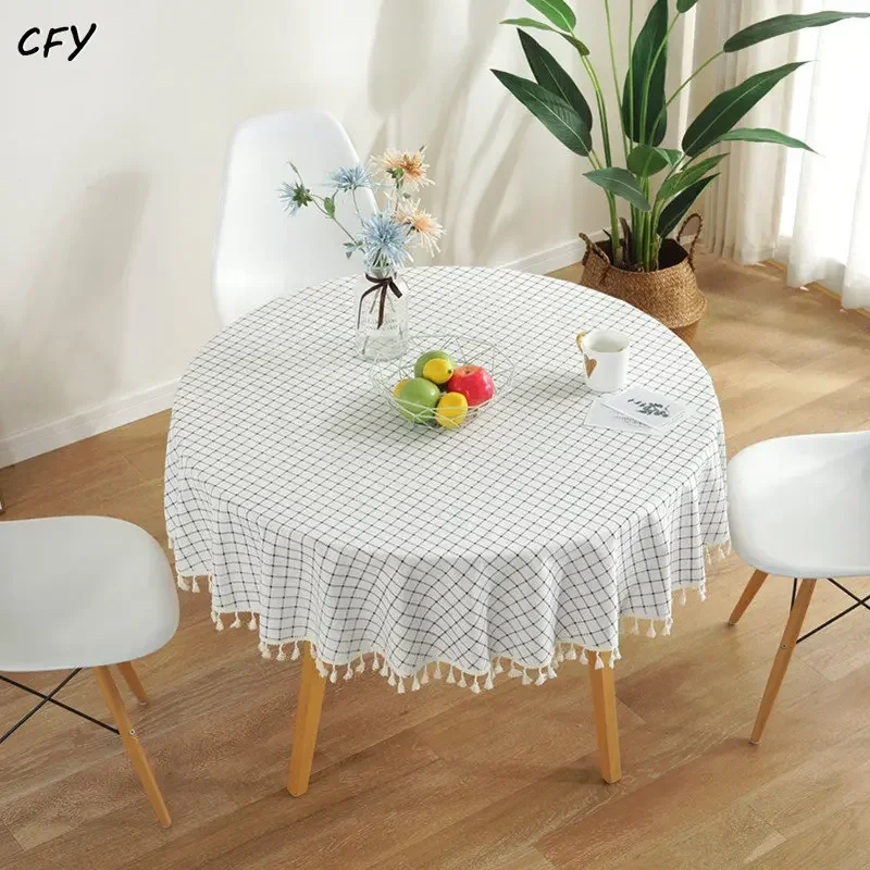 America Cotton Linen Blue White Plaid with Tassel Round Tablecloth Coffee Table Cover Tea Table Round Tablecloth Picnic Mat
America Cotton Linen Blue White Plaid with Tassel Round Tablecloth Coffee Table Cover Tea Table Round Tablecloth Picnic Mat