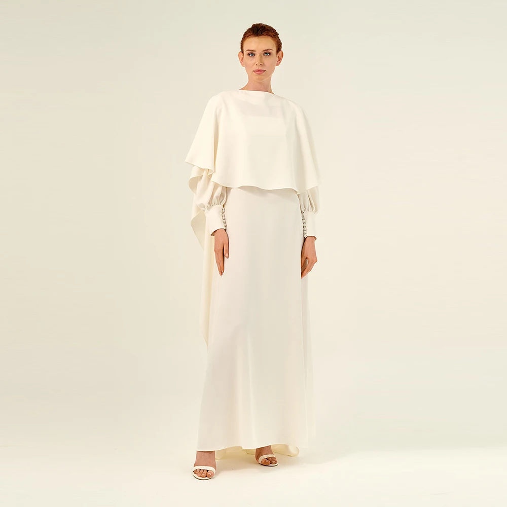 Crepe Ivory Evening Dresses For Sexy Women 정장원피스 Vestidos de festa Elegant A-Line High Neck Cocktail Prom Gowns With Shawl
Crepe Ivory Evening Dresses For Sexy Women 정장원피스 Vestidos de festa Elegant A-Line High Neck Cocktail Prom Gowns With Shawl