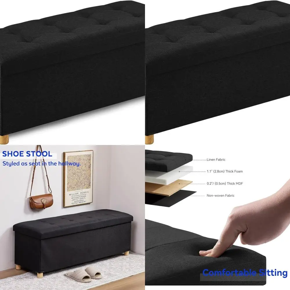 Чёрная складная скамья-пуф 43 для хранения вещей, для спальни, гостиной, прихожей и в качестве подставки для ног
Чёрная складная скамья-пуф 43 для хранения вещей, для спальни, гостиной, прихожей и в качестве подставки для ног