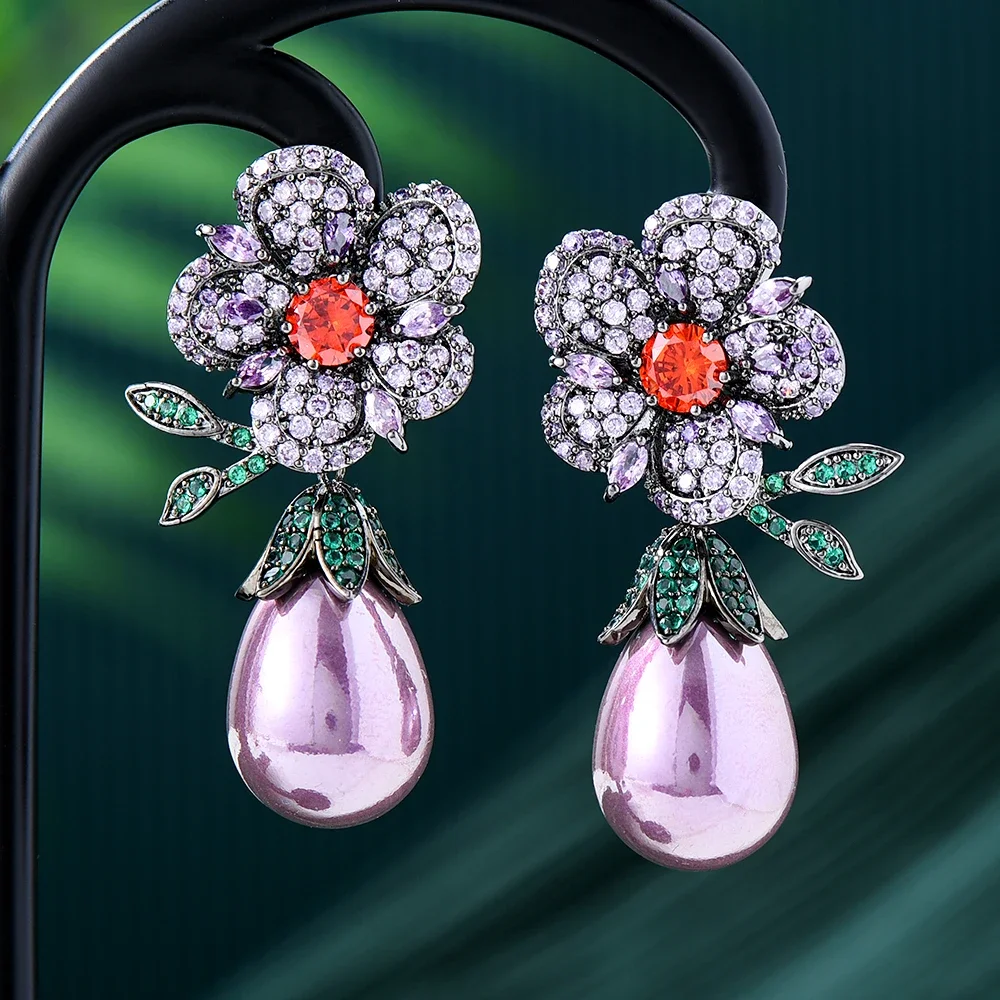Kellybola New Design Purple Pearls Earrings Jewelry Luxury Zircon Flower Elegant Women Shiny Wedding Party Earrings HigH Quality
Kellybola New Design Purple Pearls Earrings Jewelry Luxury Zircon Flower Elegant Women Shiny Wedding Party Earrings HigH Quality
