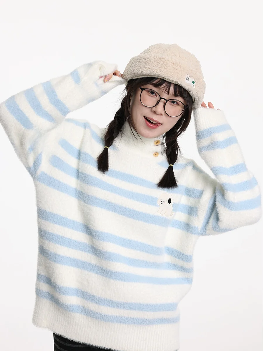 Original Winter Thiened Anti-Ball Softest Universe King Dog Embroidery Striped Sweater Casual Loose Fit Nylon Blend Long Sl...
Original Winter Thiened Anti-Ball Softest Universe King Dog Embroidery Striped Sweater Casual Loose Fit Nylon Blend Long Sl...