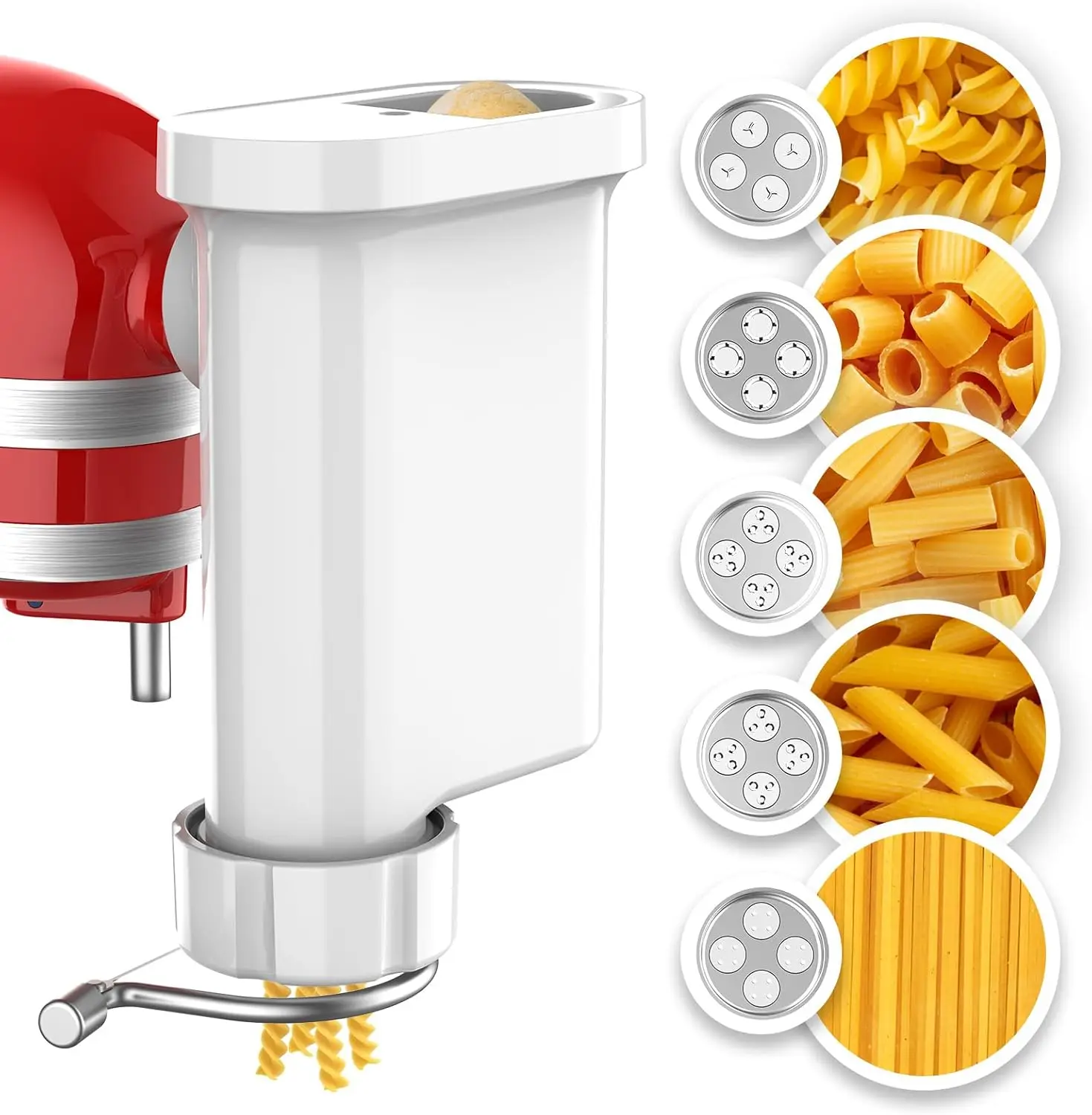 5-in-1 Pasta Maker Attachment for Stand Mixers, Includes Plates for Spaghetti, Bucatini, Fusilli, Macaroni
5-in-1 Pasta Maker Attachment for Stand Mixers, Includes Plates for Spaghetti, Bucatini, Fusilli, Macaroni