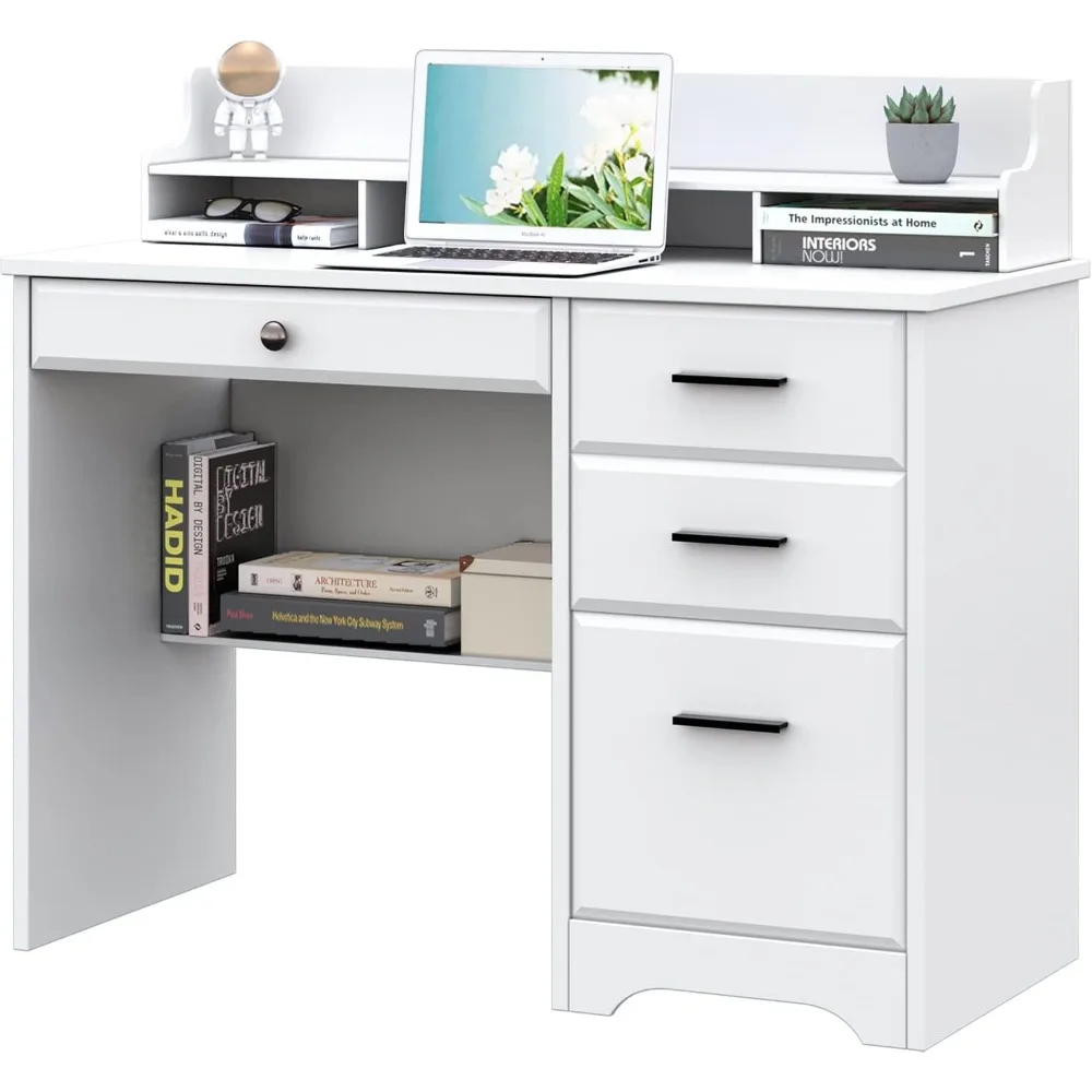 Computer Desk with Storage Drawers and Hutch, 44 Inch Home Office Desks with 4 Drawers & Monitor Stand for Small Space, White
Computer Desk with Storage Drawers and Hutch, 44 Inch Home Office Desks with 4 Drawers & Monitor Stand for Small Space, White