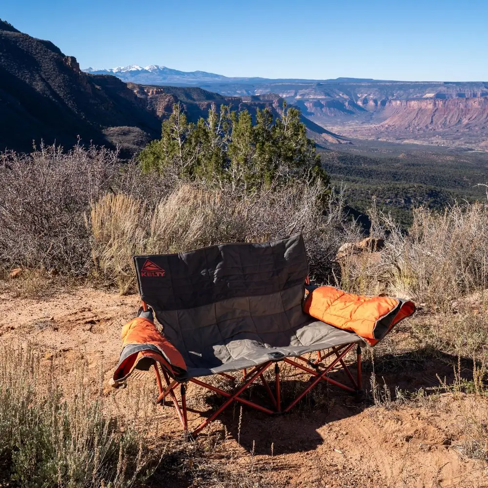 Low Loveseat Nest Two Person Camping Chair with 2 Removable Blankets, Lower to The Ground, Slight Recline, Insulated Beverage H
Low Loveseat Nest Two Person Camping Chair with 2 Removable Blankets, Lower to The Ground, Slight Recline, Insulated Beverage H