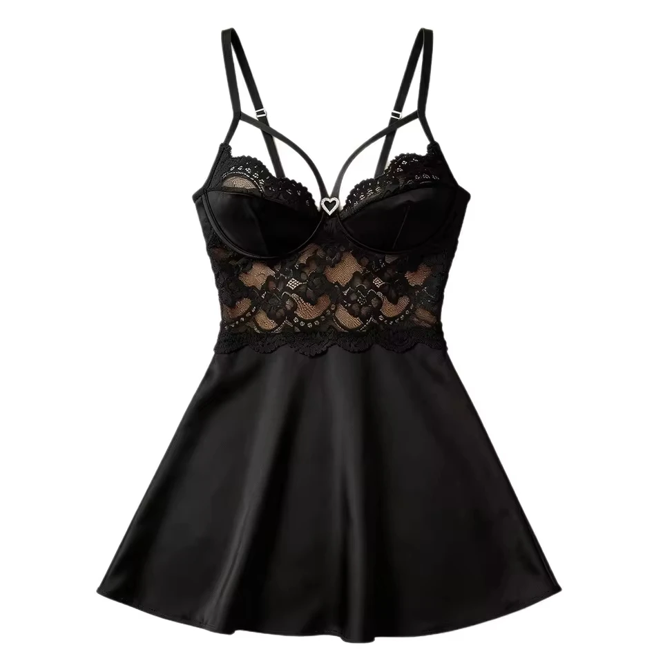 New Sparkly Rhinestone Heart Lace Floral Patchwork For Women Female Hot Caliente Underwear Sexy Lingerie Nightdress
New Sparkly Rhinestone Heart Lace Floral Patchwork For Women Female Hot Caliente Underwear Sexy Lingerie Nightdress